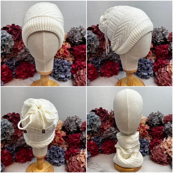 3 in 1 Fleece Lined Beanie Ring Scarf Ponytail Hat - Picture 3 of 16